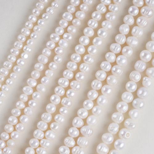 Naturliga sötvattenspärla lösa pärlor, Freshwater Pearl, Något rund, guldfärg pläterade, DIY, fler färger för val, 3-13mm, Såld Per 18 cm Strand