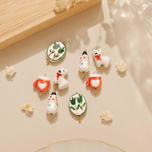 Polymer Clay Halsband, 304 rostfritt stål, med Polymer Clay, plated, Jul Design & DIY, fler färger för val, 10PC/Bag, Säljs av Bag