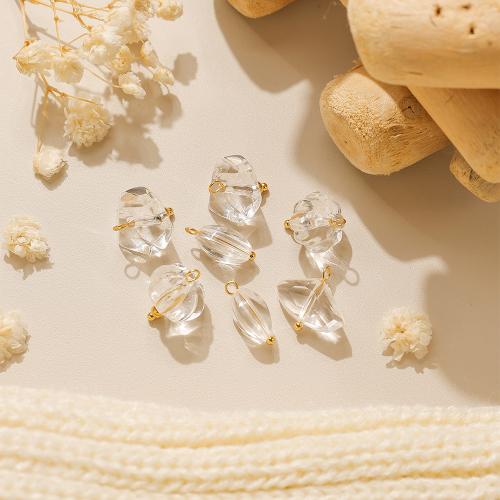 Crystal Hängen, 304 rostfritt stål, med Kristall, guldfärg pläterade, DIY, klar, 10PC/Bag, Säljs av Bag