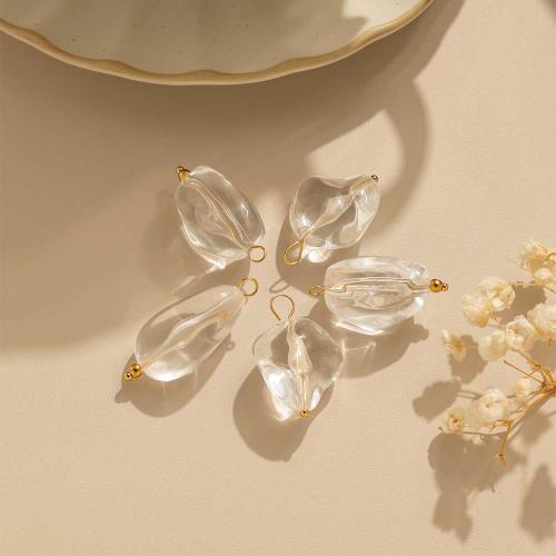 Crystal Hängen, 304 rostfritt stål, med Kristall, guldfärg pläterade, DIY, klar, 10PC/Bag, Säljs av Bag