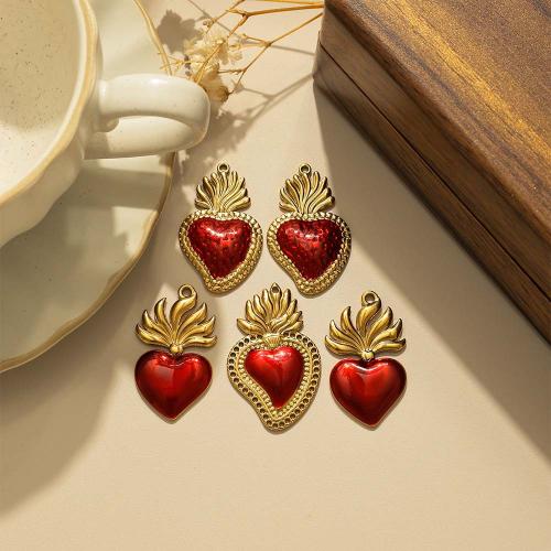 Přívěsky srdce z nerezové oceli, 304 Stainless Steel, barva pozlacený, DIY & smalt, více barev na výběr, 10PC/Bag, Prodáno By Bag