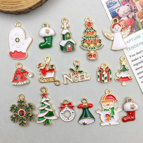 Zink Alloy Christmas Hängen, guldfärg pläterade, Jul Design & DIY & olika stilar för val & emalj & med strass, Säljs av PC