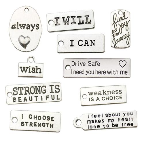 Zink Alloy Tag Charm, antik silver pläterad, DIY & olika stilar för val & med bokstaven mönster, Säljs av PC