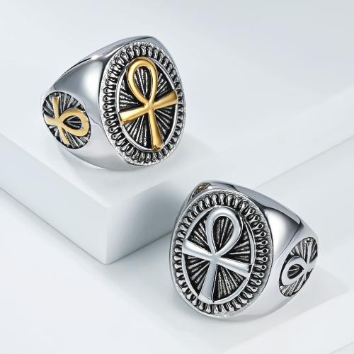 Stal nierdzewna 304 Pierścionek, Krzyż, Powlekane, różnej wielkości do wyboru & dla człowieka, dostępnych więcej kolorów, rozmiar:7-13, sprzedane przez PC