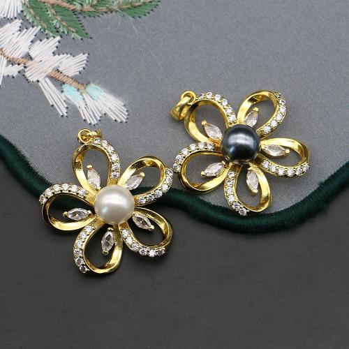 Söder Havet Shell Hänge, Mässing, med Shell Pearl, Blomma, guldfärg pläterade, DIY & med strass, fler färger för val, 28x29mm, Säljs av PC