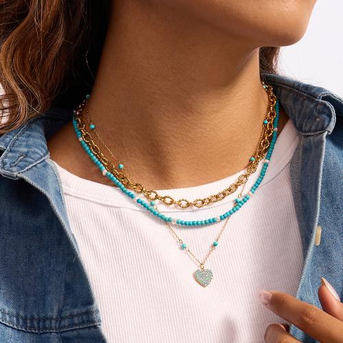 Gemstone smycken halsband, 304 rostfritt stål, med Natursten, guldfärg pläterade, mode smycken, fler färger för val, Säljs av PC