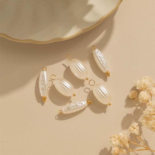 Plasthäng, 304 rostfritt stål, med Plast Pearl, guldfärg pläterade, DIY, fler färger för val, 10PC/Bag, Säljs av Bag