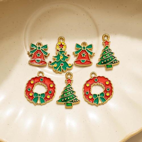 Stainless Steel Pendants 304 Stainless Steel gold color plated Christmas Design & DIY & enamel Sold By Bag