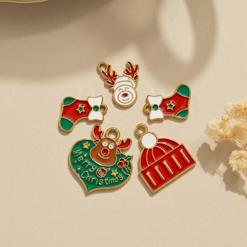 Nerezová ocel Šperky Přívěsky, 304 Stainless Steel, barva pozlacený, Vánoční design & DIY & smalt, více barev na výběr, 10PC/Bag, Prodáno By Bag