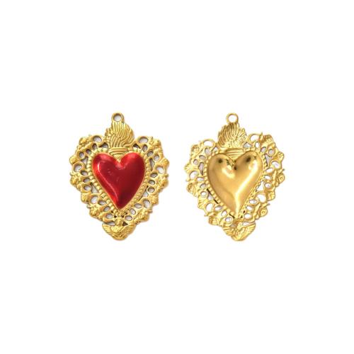 Přívěsky srdce z nerezové oceli, 304 Stainless Steel, barva pozlacený, DIY & smalt, více barev na výběr, 10PC/Bag, Prodáno By Bag