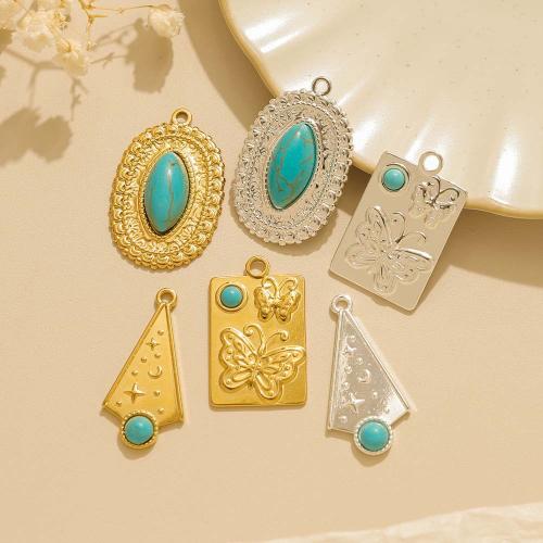 Gemstone Hängen Smycken, 304 rostfritt stål, med Natursten, plated, DIY, fler färger för val, 10PC/Bag, Säljs av Bag