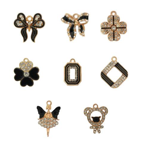 Zink Alloy Rhinestone Hängen, guldfärg pläterade, DIY & emalj & med strass, fler färger för val, 100PC/Bag, Säljs av Bag