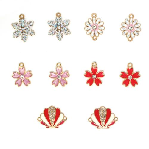 Zink Alloy Rhinestone Hängen, guldfärg pläterade, DIY & emalj & med strass, fler färger för val, 100PC/Bag, Säljs av Bag