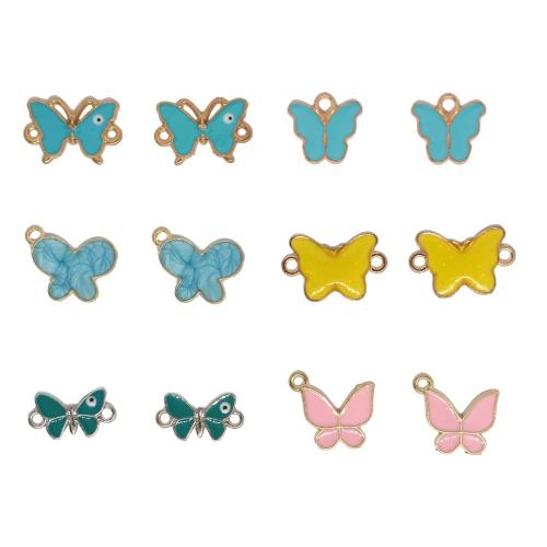 Zink legering emalj hängen, Zink Alloy, Fjäril, guldfärg pläterade, DIY, fler färger för val, 100PC/Bag, Säljs av Bag