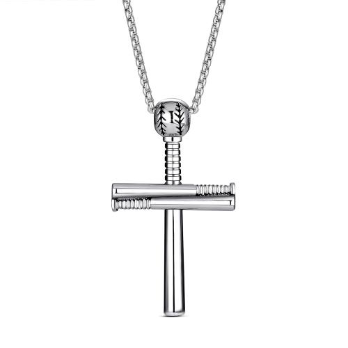 Rostfritt stål Cross Hängen, 304 rostfritt stål, silver pläterad, DIY, silver, Längd 50 cm, 1/PC, Säljs av PC