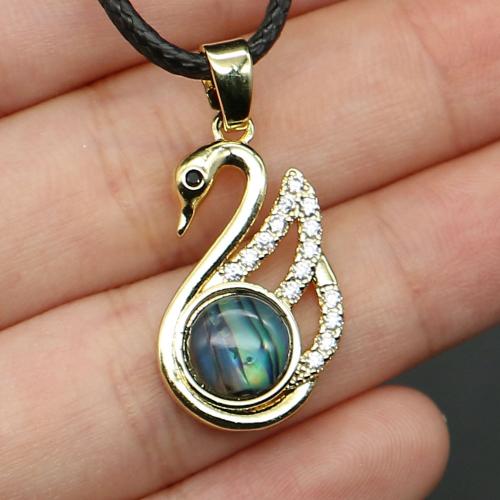 Shell Halsband, med PU & Mässing, Swan, guldfärg pläterade, mode smycken & Unisex & med strass, fler färger för val, Längd Ca 19 inch, Säljs av PC