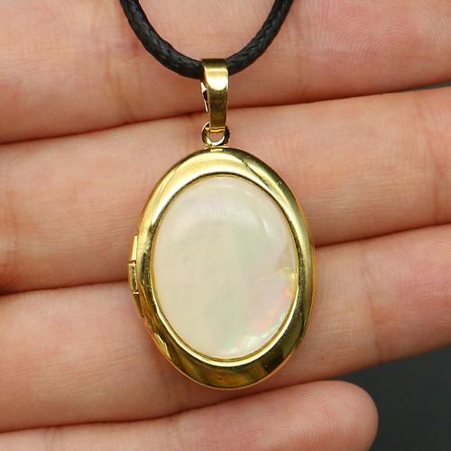 Shell MEDALJONG halsband, med PU & Zink Alloy, Oval, guldfärg pläterade, mode smycken & Unisex, fler färger för val, Längd Ca 19 inch, Säljs av PC