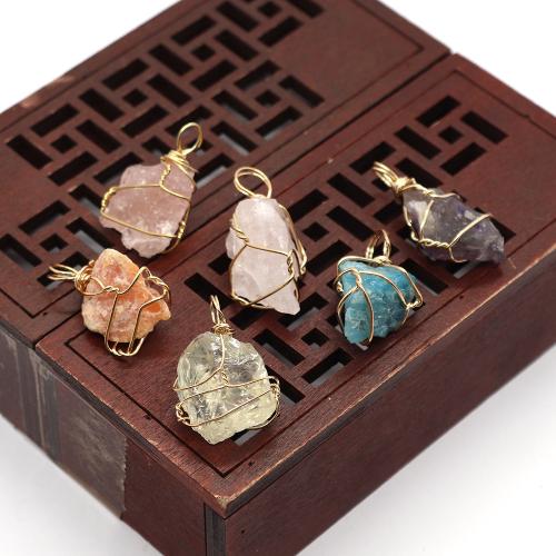 Bijoux Pendentifs en pierres gemmes, pierre gemme, avec alliage de zinc, Irrégulière, DIY & différents matériaux pour le choix, pendant size 12x22-18x30mm, Vendu par PC