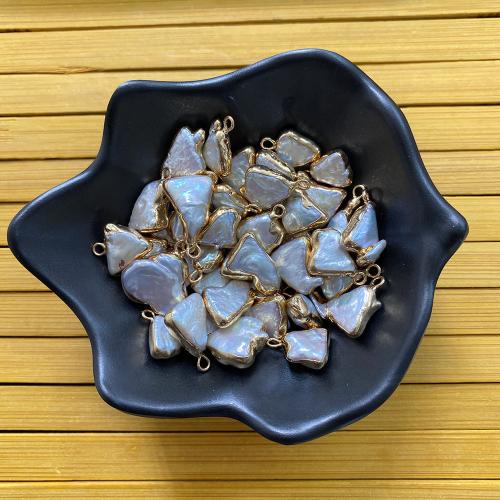 Freshwater Pearl Halsband, med Zink Alloy, Oregelbunden, guldfärg pläterade, DIY, pendant size 6x10-15x25mm, Säljs av PC