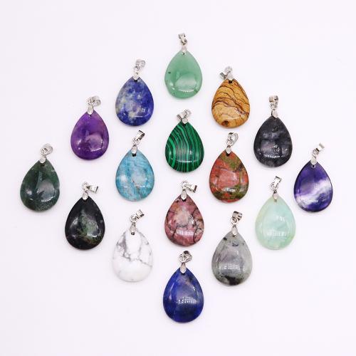 Bijoux Pendentifs en pierres gemmes, pierre gemme, avec alliage de zinc, larme, DIY & différents matériaux pour le choix, 25x18mm, Vendu par PC