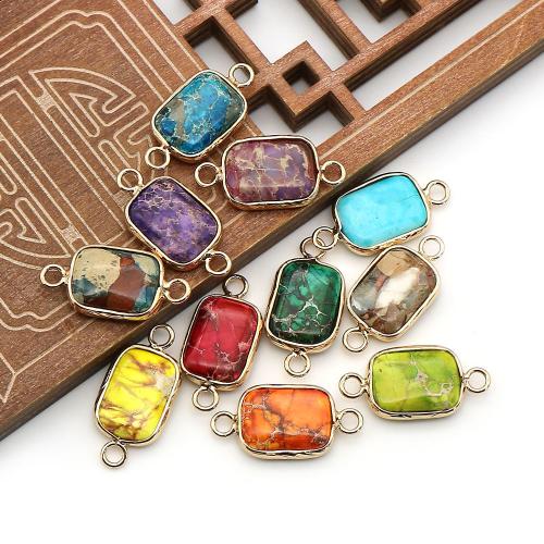 Gemstone nascóirí, Impression Jasper, le Prás, Dronuilleog, dath an óir plated, DIY, dathanna níos mó le haghaidh rogha, 24x11mm, Díolta De réir PC