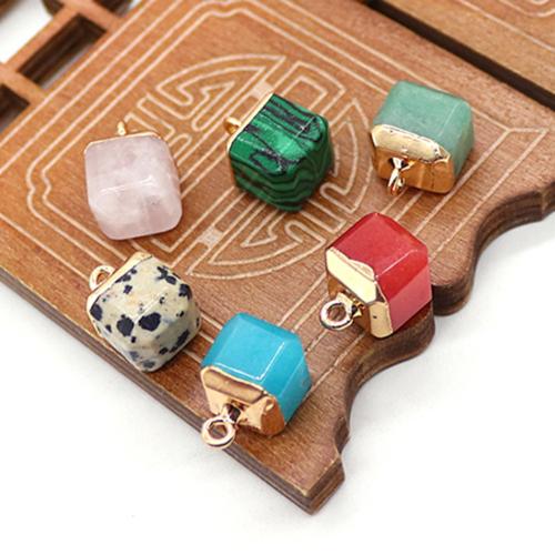 Bijoux Pendentifs en pierres gemmes, pierre gemme, avec laiton, cadre, Placage de couleur d'or, DIY & différents matériaux pour le choix & facettes, 15x10mm, Vendu par PC
