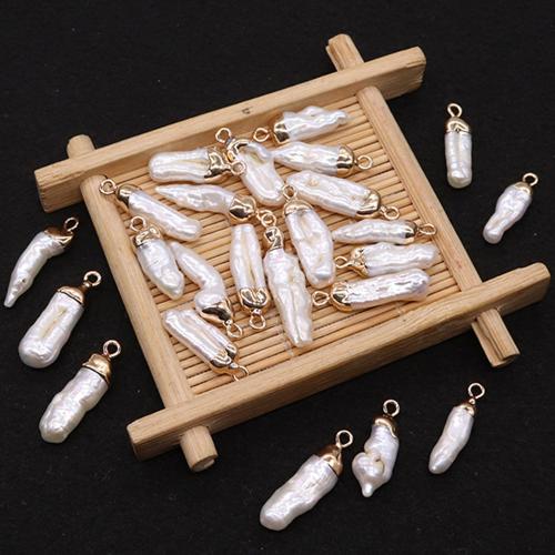 Freshwater Pearl Halsband, med Mässing, Oregelbunden, guldfärg pläterade, DIY, pendant length 7-30mm, Säljs av PC