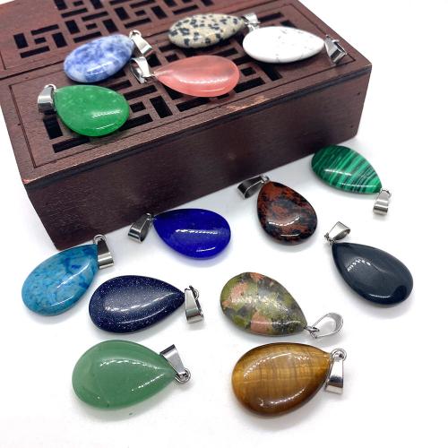 Bijoux Pendentifs en pierres gemmes, pierre gemme, avec alliage de zinc, larme, DIY & différents matériaux pour le choix, 27x17mm, Vendu par PC