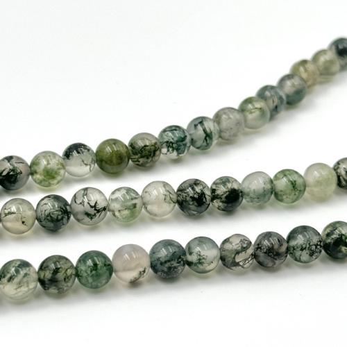 Naturlig Moss agat pärlor, Moss Agate, DIY, blandade färger, Såld Per 38 cm Strand