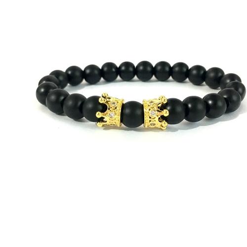 Bracelets de pierres précieuses, Abrazine Stone, avec alliage de zinc, bijoux de mode & avec strass, couleurs mélangées, 8mm, Longueur 21 cm, Vendu par PC