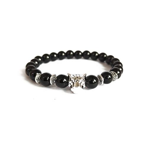 Bracelets de pierres précieuses, Pierre naturelle, avec alliage de zinc, bijoux de mode, plus de couleurs à choisir, 8mm, Longueur 18 cm, Vendu par PC