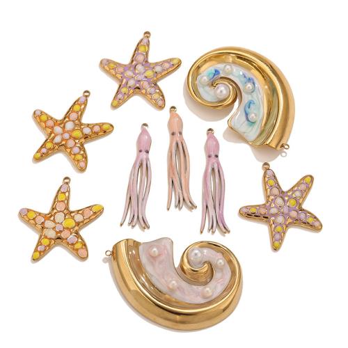 Rostfritt stål Animal Hängen, 304 rostfritt stål, med Plast Pearl, guldfärg pläterade, DIY & olika stilar för val & emalj, Säljs av PC