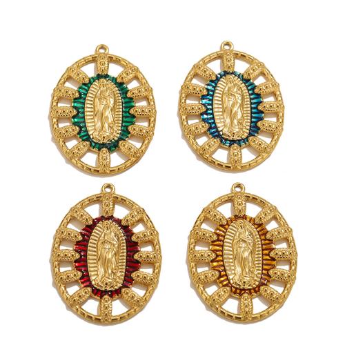 Rostfritt stål Smycken Hängen, 304 rostfritt stål, Jungfru Maria, guldfärg pläterade, DIY & emalj, fler färger för val, 31.50x43.50mm, Säljs av PC