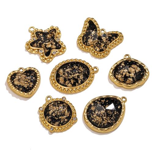 Rostfritt stål Smycken Hängen, 304 rostfritt stål, med Guldfolie, guldfärg pläterade, DIY & olika stilar för val & emalj, Säljs av PC