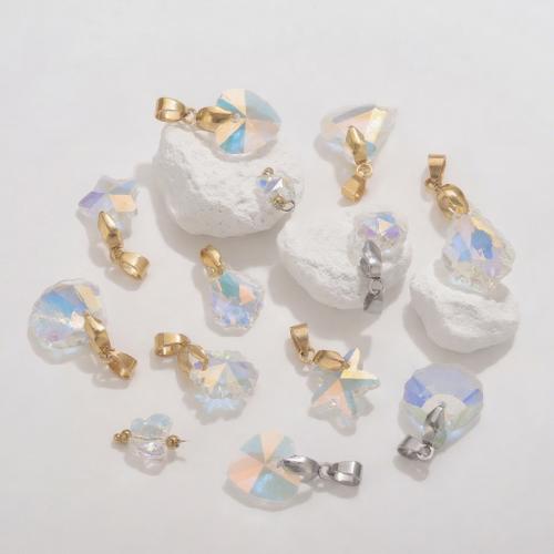 Crystal Hängen, 304 rostfritt stål, med Kristall, plated, DIY & olika stilar för val, 10PC/Bag, Säljs av Bag