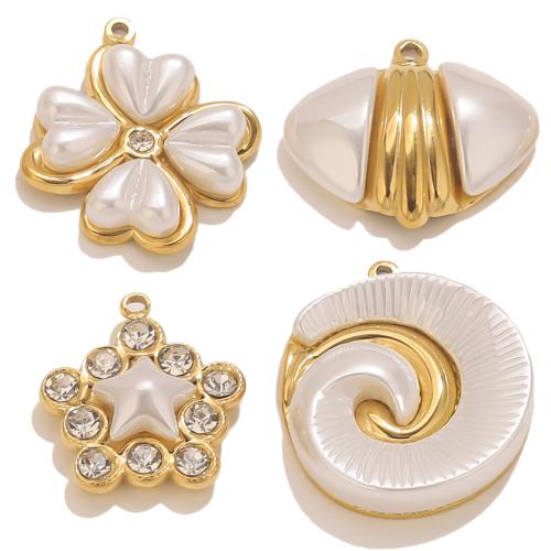 Naturliga Vit Shell Halsband, 304 rostfritt stål, med White Shell, guldfärg pläterade, DIY & olika stilar för val & med strass, Säljs av PC