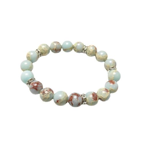 Bracelets de pierres précieuses, Shoushan Stone, avec alliage de zinc, Placage, bijoux de mode & avec strass, couleurs mélangées, 10mm, Longueur 21 cm, Vendu par PC