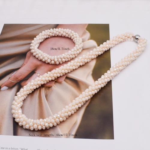 Crystal šperky Soupravy, vlasy šperky elastické & náhrdelník, Krystal, s Železo, á, DIY, více barev na výběr, 10x15mm, Prodáno By nastavit