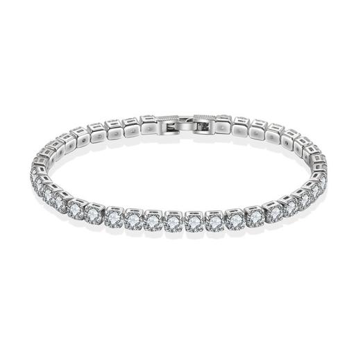 Mosaz Náramek, platina á, micro vydláždit kubické zirkony & pro ženy, Délka Cca 6.7 inch, Prodáno By PC