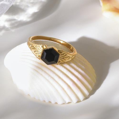 Ring Finger ze stali nierdzewnej, Stal nierdzewna 304, ze Kamień naturalny, Platerowane w kolorze złota, biżuteria moda, dostępnych więcej kolorów, sprzedane przez PC