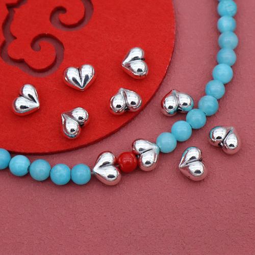 Zink Alloy Spacer Pärlor, Hjärta, silver pläterad, DIY, 11x9x6.50mm, Säljs av Bag