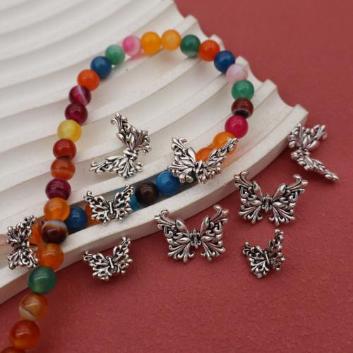 Zink Alloy Animal Pärlor, Fjäril, silver pläterad, DIY, 100PC/Bag, Säljs av Bag