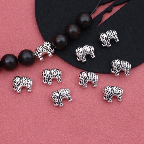 Zink Alloy Animal Pärlor, Elefant, silver pläterad, DIY, 12.50x10x6mm, 100PC/Bag, Säljs av Bag