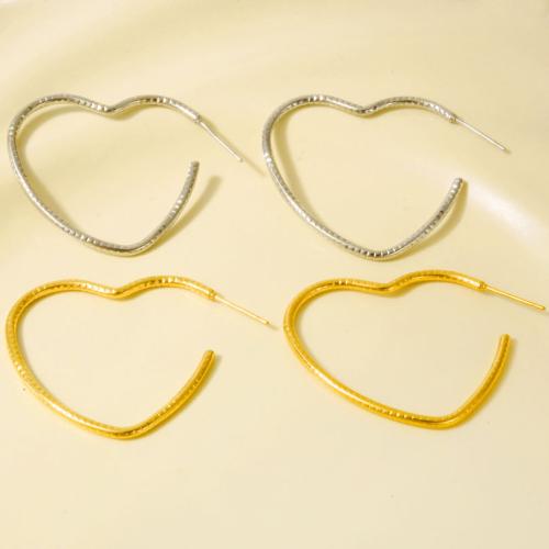 Rostfritt stål Stud Örhängen, 304 rostfritt stål, Hjärta, plated, mode smycken, fler färger för val, 36x45.20mm, Säljs av Par