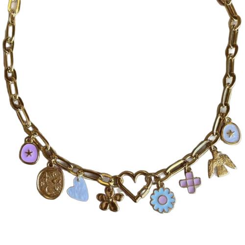 Enamel Stainless Steel Jewelry Set pendant & bracelet & necklace 304 Stainless Steel plated fashion jewelry 10-20mm Sold By PC