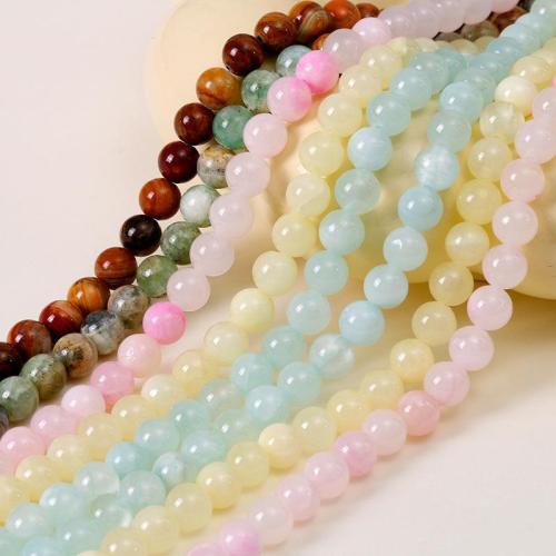 Gemstone Smycken Pärlor, Ljusbrun Jade, Rund, polerad, DIY, fler färger för val, 9mm, Säljs av Strand