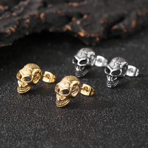 304 rostfritt stål Stud Earring, Skull, plated, Design för halloween & olika stilar för val & för människan, Säljs av Par