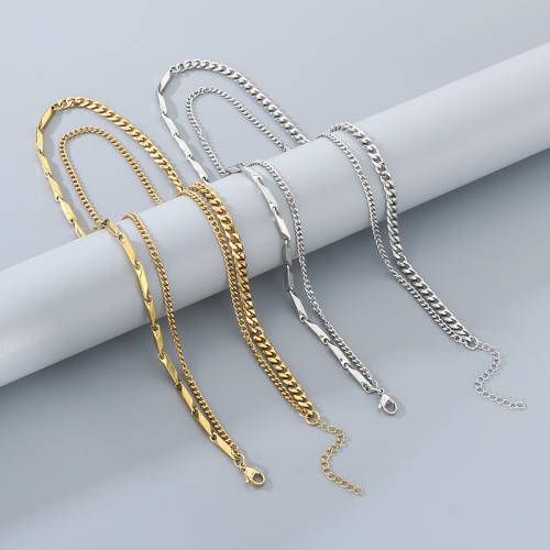 304 rostfritt stål Halsband, plated, Dubbla lager & för människan, fler färger för val, Säljs av PC