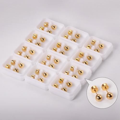 Rostfritt stål Stud Örhängen, 304 rostfritt stål, guldfärg pläterade, mode smycken, fler färger för val, 12Pairs/Ställ, Säljs av Ställ