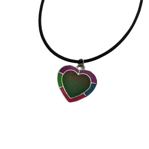 Mode halsband smycken, Zink Alloy, med Vax, Hjärta, plated, DIY & humör emalj, blandade färger, Längd 50 cm, Säljs av PC